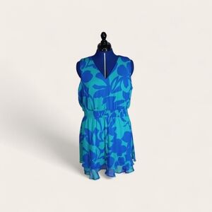 Nine West Blue Floral Sleeveless Dress XXL